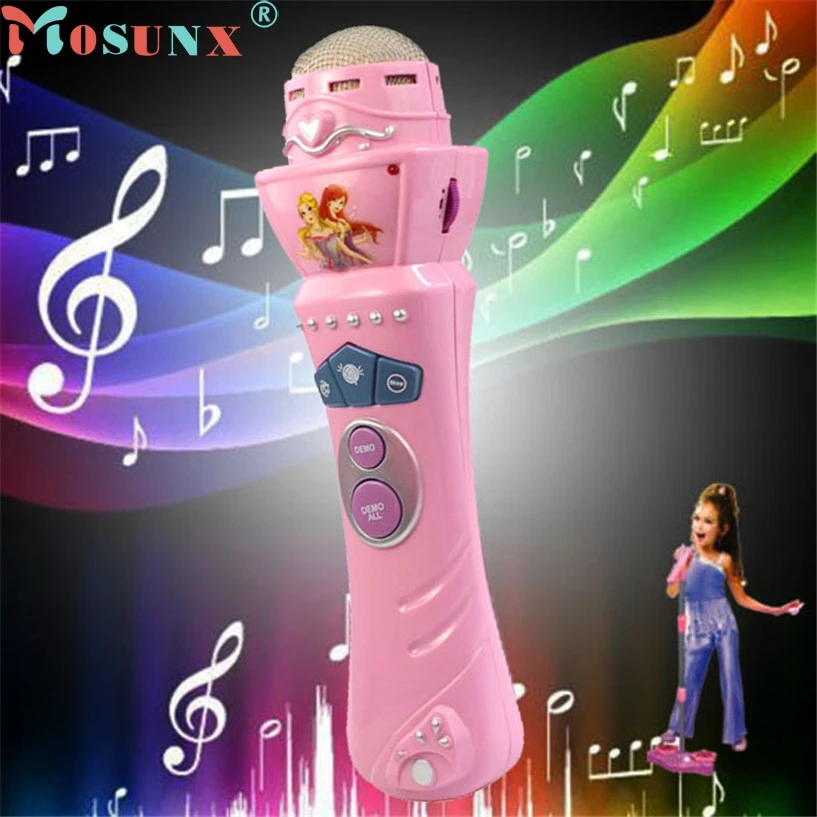 

mosunx Mecall Wireless Girls boys LED Microphone Mic Karaoke Singing Kids Funny Gift Music Toy Pink wholesale No02