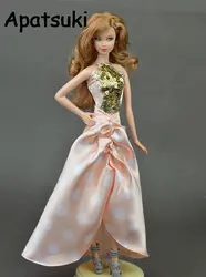Розовое платье ручной работы с пайетками для куклы Барби одежда Платья для вечеринок платье Vestido для 1/6 BJD аксессуары для куклы