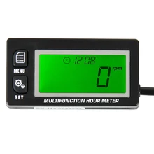 RL-HM028A Inductive Temperature TEMP METER Thermometer Tachometer Max RPM Recall HOUR METER for UTV Motorcycle ATV Marine Boat