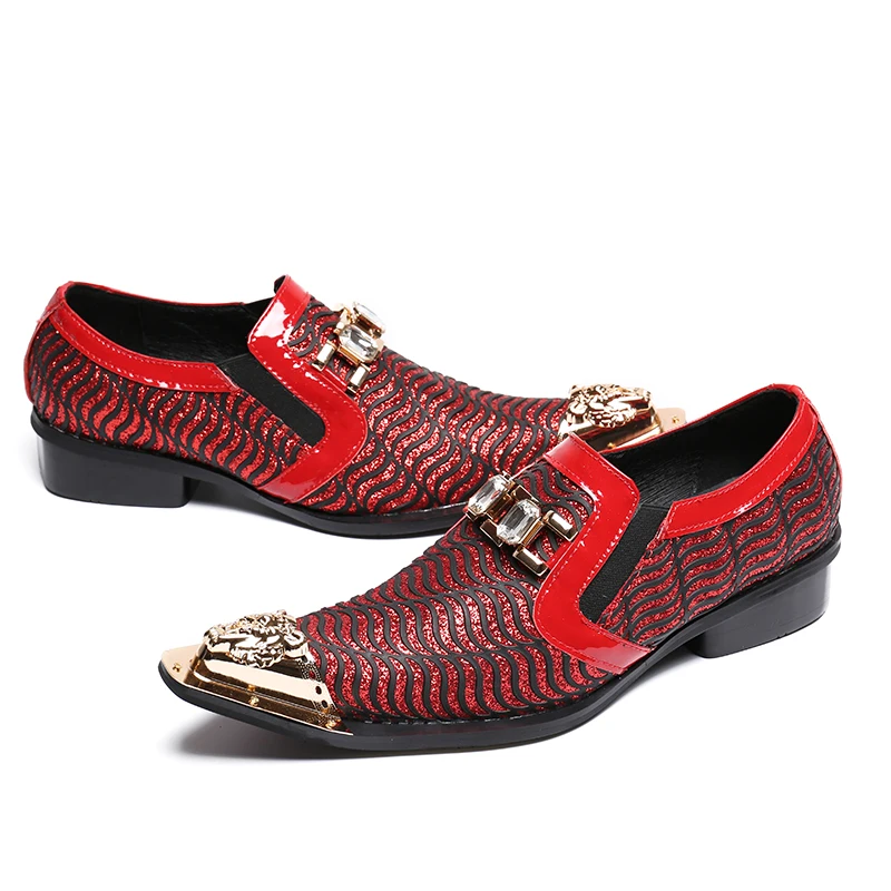 Red De Mariage Robe Bout Taille Chaussures En Mens Soirée Cuir Sur Mode Relief 46 Luxe Pointu Slip Metal Mocassins Nouveau Conception c4YRyU0Yq