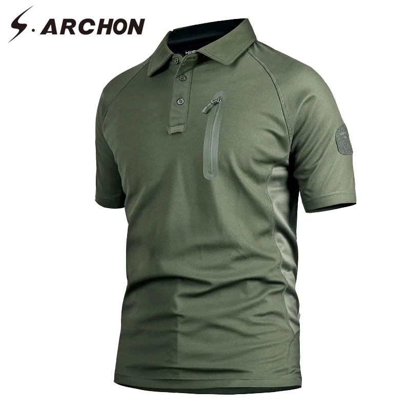 S. ARCHON Военная армейская рубашка поло с коротким рукавом мужская быстросохнущая камуфляжная тактическая рубашка поло Повседневная тонкая дышащая камуфляжная рубашка поло