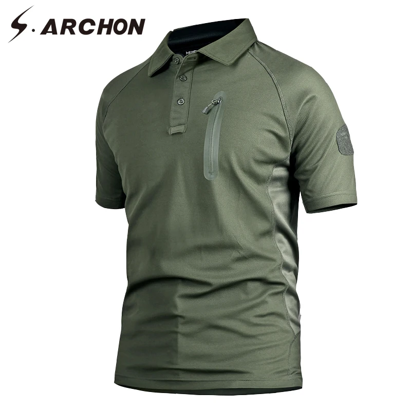 S ARCHON Military Army Polo Shirt Short Sleeve Men Quick Dry Camouflage Tactical Polo Shirt Casual