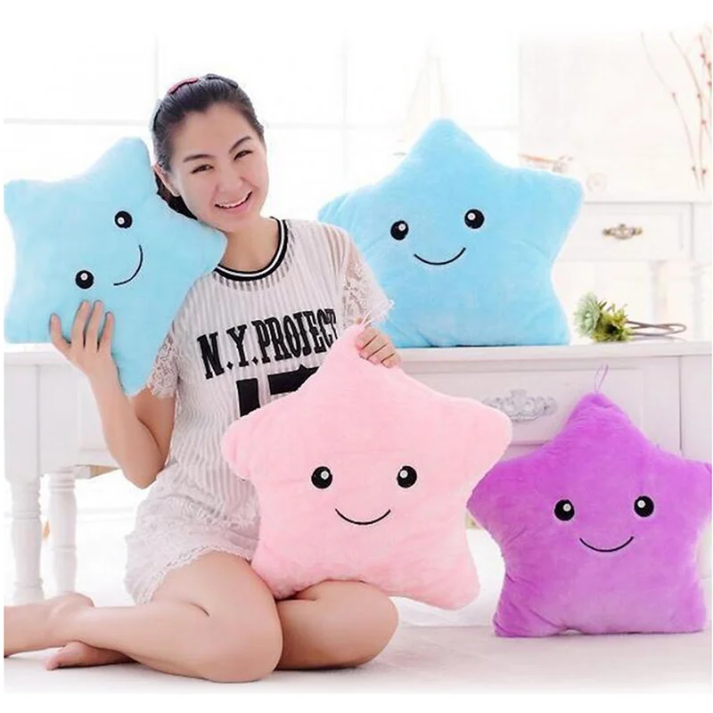 

Promotion Kawaii Star Pillow 35cm LED Luminous Colorful Soft Plush Cushion Stuffed Animal Pillow Baby Toys Doll for Child