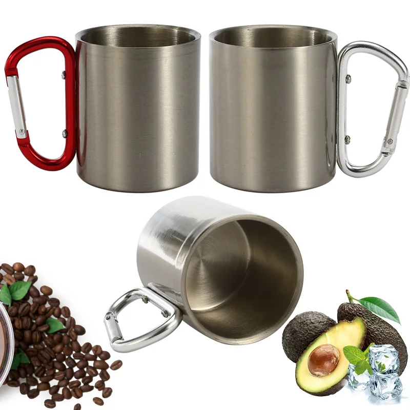 

250ML Simple Stainless Steel Mountaineering Travel Coffee Cup, Can be Buckle for Easy to Carry