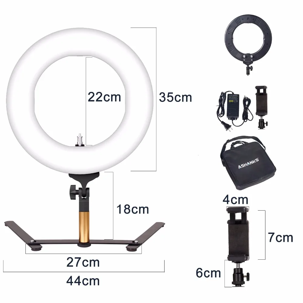 1" 40 Вт бесступенчатый диммер для студийной фотосъемки Настольный макияж кольцевой светильник для телефона видео светодиодный светильник