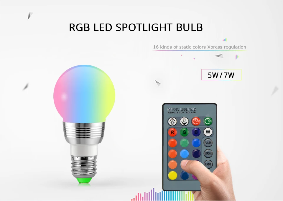 E27 E14 светодиодный RGB лампа AC110V 220 В 5 Вт 7 Вт светодиодный RGB Точечный светильник с регулируемой яркостью Новинка Праздник RGB светильник s+ ИК пульт дистанционного управления 16 цветов