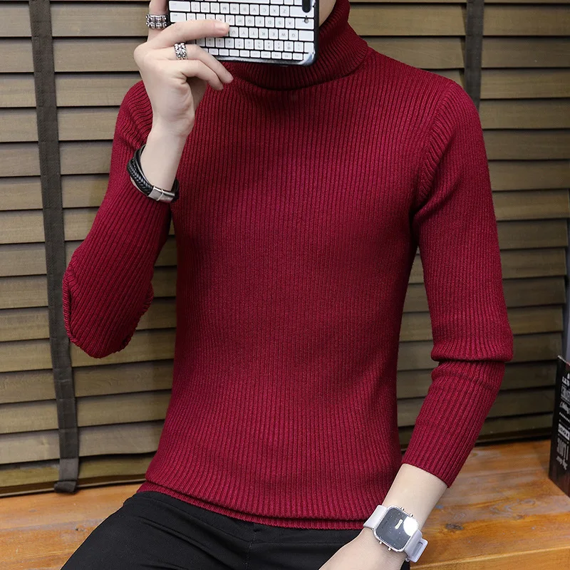 

Turtleneck Sweater Men Slim Fit Korean Top Male Winter Turtle Neck Men's Pullover Jumper High Neck Casual Knitted Sweter 2018