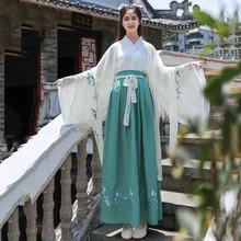 Зеленый танцевальный костюм для женщин вышивка Hanfu Восточный карнавальный наряд народная фея платье леди сценическая одежда DF1032