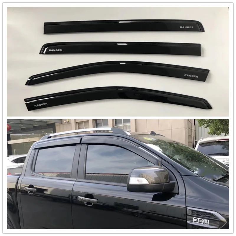 

2.5 MM Window Visor Rain Guard Vent Sun Shade Deflector BLACK AWNINGS SHELTERS SUN VISOR FIT FOR RANGER T6 T7 T8 2012-2019