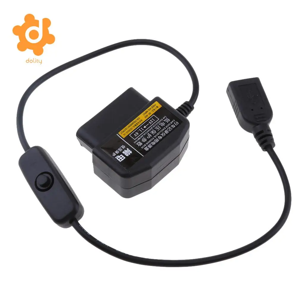 dolity 12V/36V to 5V/2A Car Power Inverter USB Female OBD Step Down Cable DVR GPS