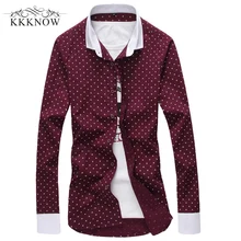

KKKNOW Men Print Shirt Male Social Shirt With Long Sleeve Mens Dress Shirts Casual Slim Fit Winter Autumn Soft Man Clothes