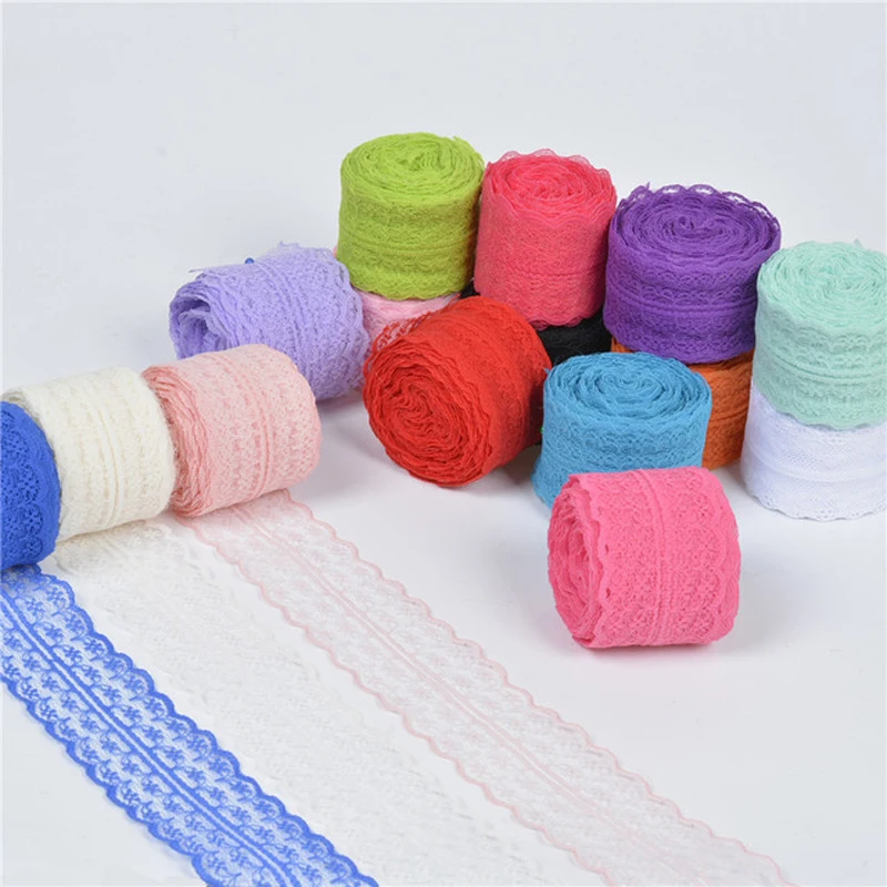 

10Meters/Roll 4.5CM Width Colour Lace Roll Accessories Handmade DIY Polyester Lace Material Home Wedding Decoration Supplies