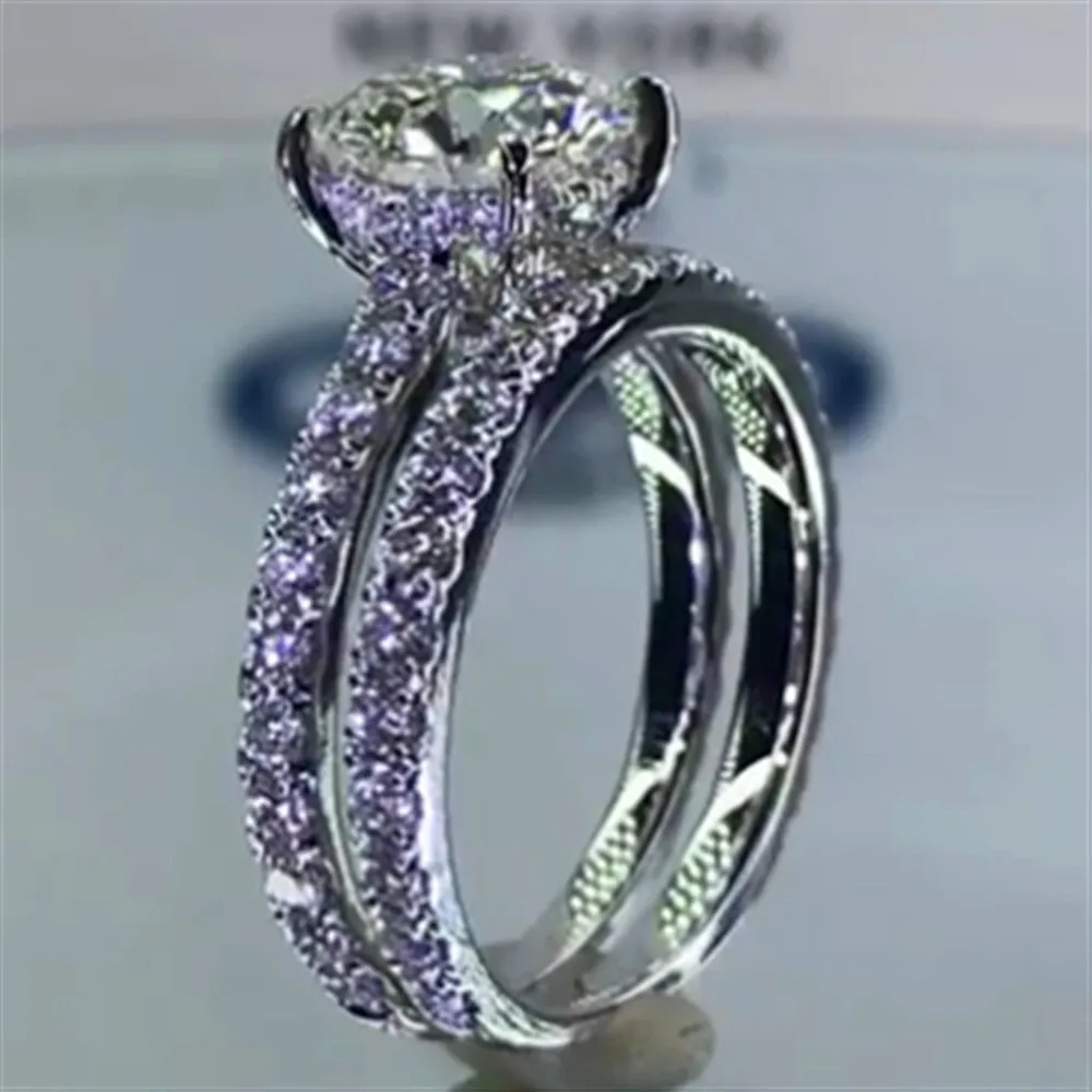 Boho Cute Crystal Female Zircon Wedding Ring Set Fashion