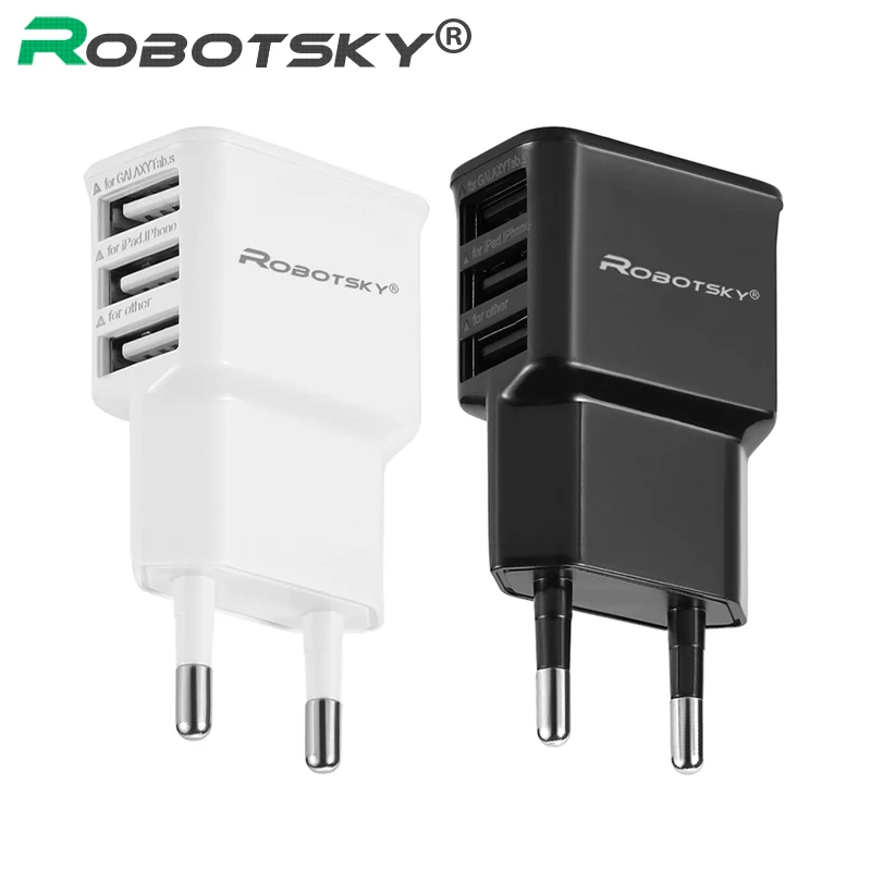EU US Plug 5V 2.4A 3 Ports Three USB Power AC Wall Charger Travel Adapter For iphone Samsung Smart phones and tablet PC