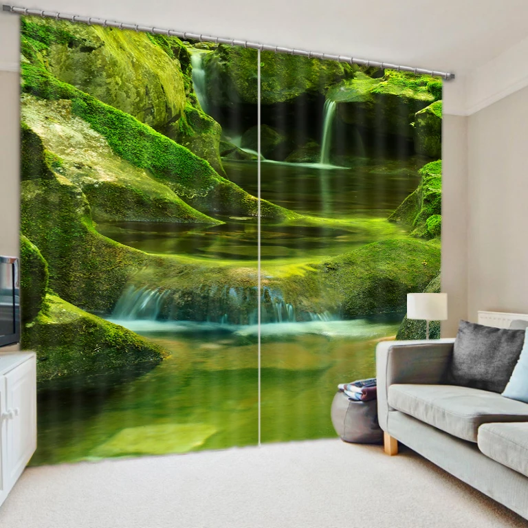 

green forest curtains Scenery Beauty Digital Photo Printing Blackout 3D Curtains for Living Room Bedding Room Hotel