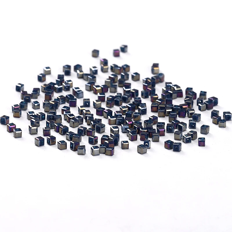

Shiny Black AB 100pc 2mm Charm Glass Square-shape Crystal Beads Austria Crystal Cube Beads Loose Beads DIY hand-woven C-1