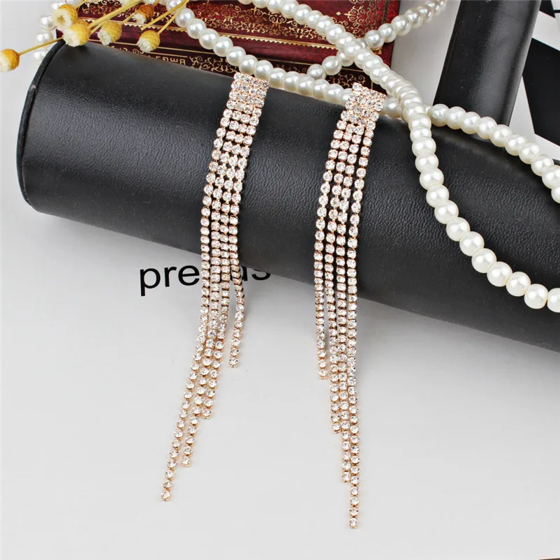 Trendry Earrings for Women's Fashion Alloy Full Drill Pendant Long Earrings Jewelry for gift Dangle Earrings Brincos J05#N (2)