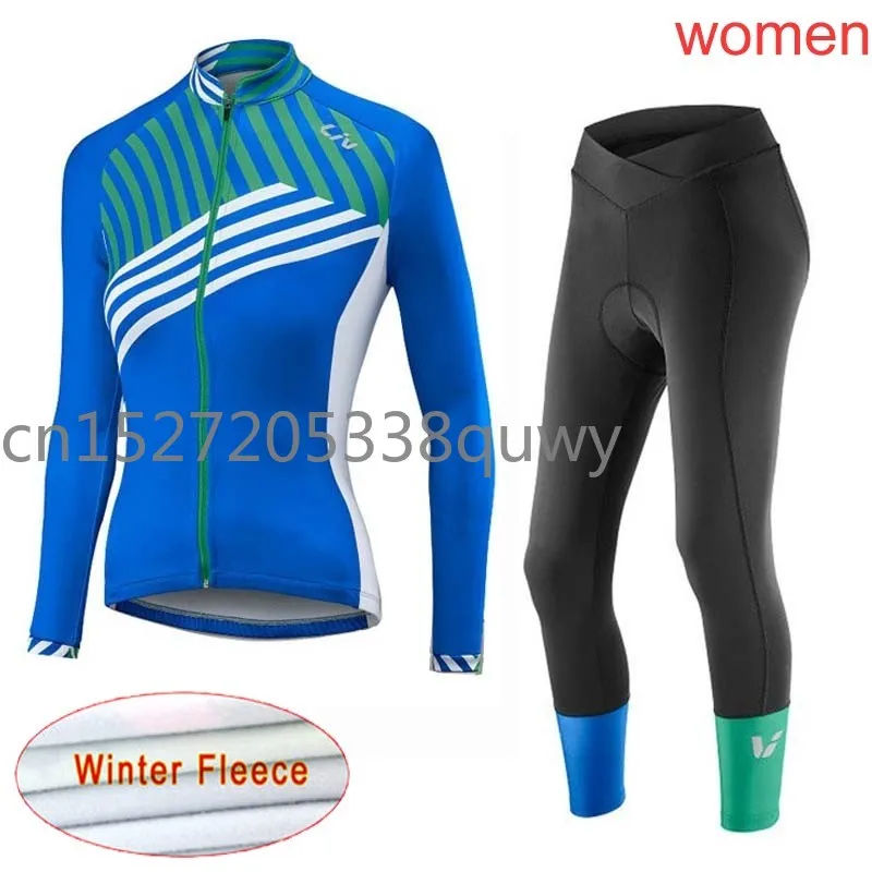 Liv женский зимний термальный флисовый комбинезон для велоспорта, комплект из дышащего быстросохнущего Джерси для гонок, велосипедная одежда, Ropa Ciclismo Mujer