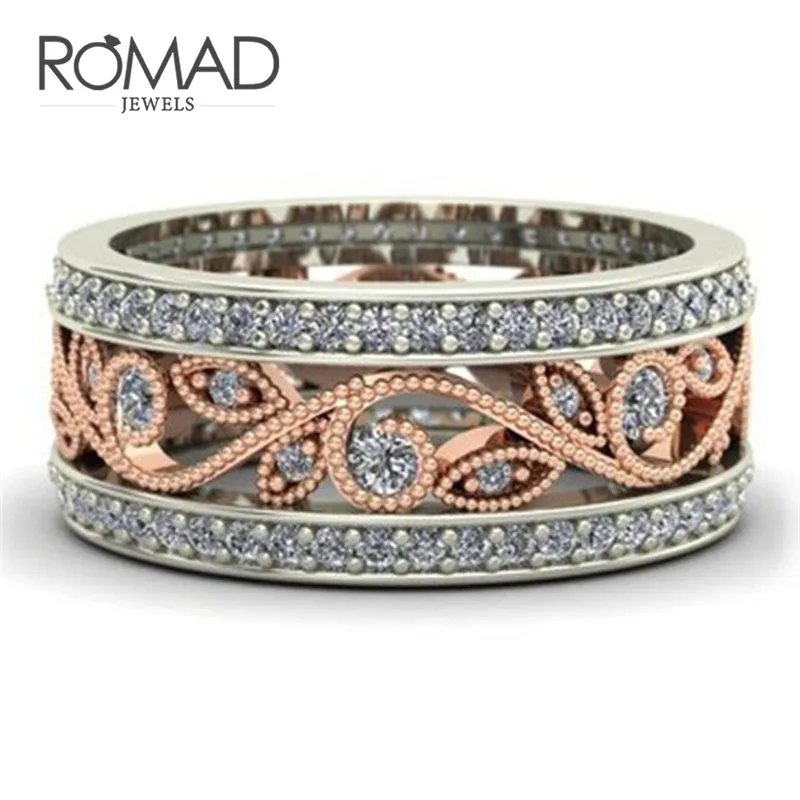 

Romad Luxury Jewellery Flower Zirconia Rings Women Rose Gold Color Cocktail Ring Jewelry Wholesale
