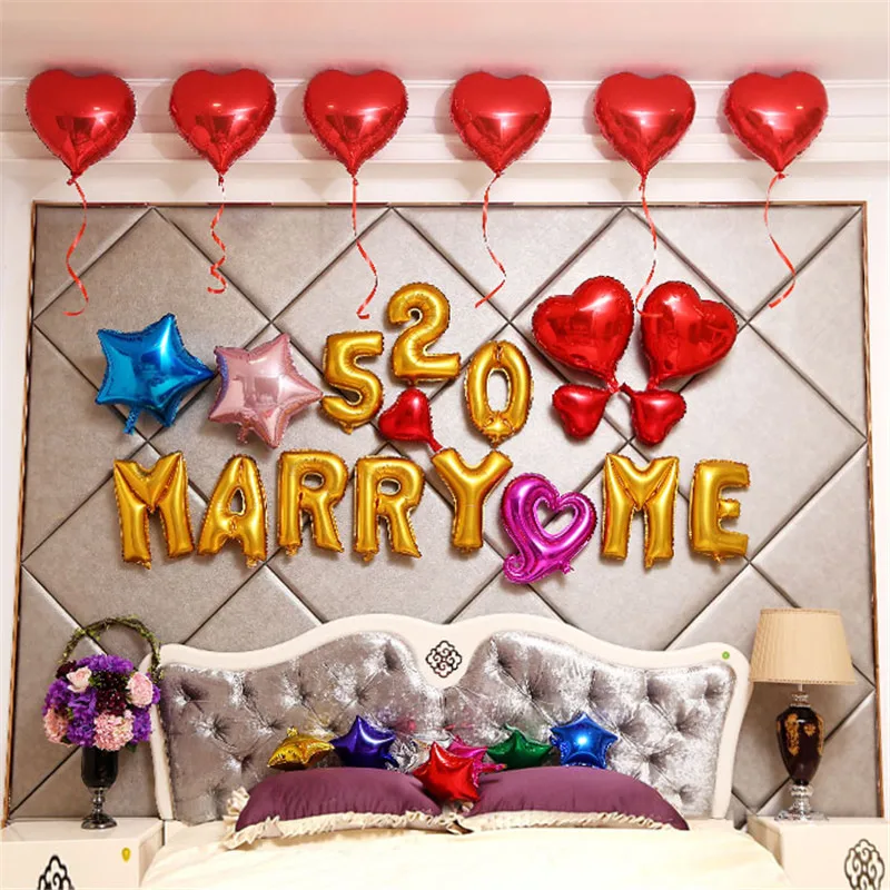 16 дюймов "MARRY ME 520" в форме буквы баллоны свадебные шары для украшения фольги надувные вечерние воздушные шары Детские подарки 7ZSH050