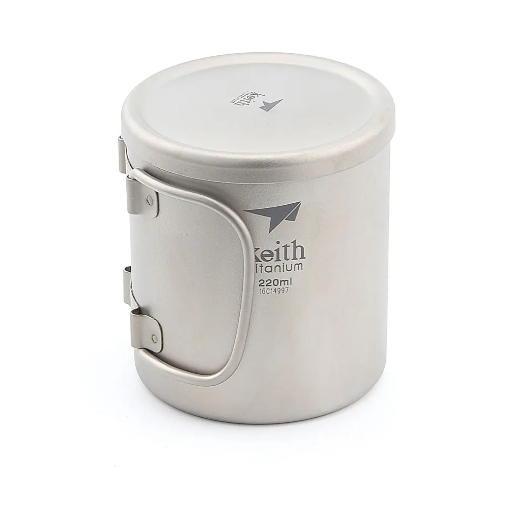 

Keith Ti3351 New Double-wall Titanium Mug Camping Cup Water Cup 220ml 83g KS813