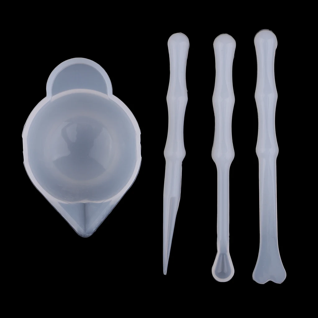 4pcs UV Resin Color Mixing Silicone Cup Mini Silicone Mixing Dish Stirrers Epoxy Resin DIY Decoration Jewelry Making Tools Set