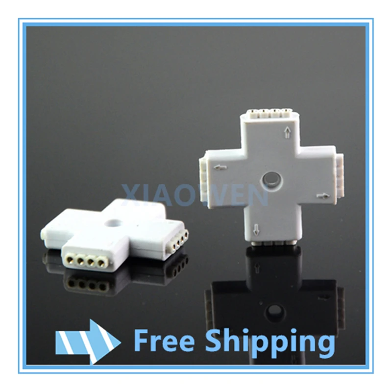 

NEW 5PCS 10mm 4pin X type RGB led connector wireless for 5050 RGB strip light No need soldering easy connect