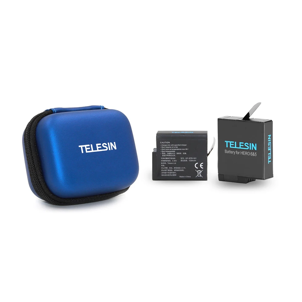 TELESIN запасная батарея 3,85 V 1220mAh+ мини сумка для хранения синий для GoPro Hero 7 6 5 Аксессуары для камеры