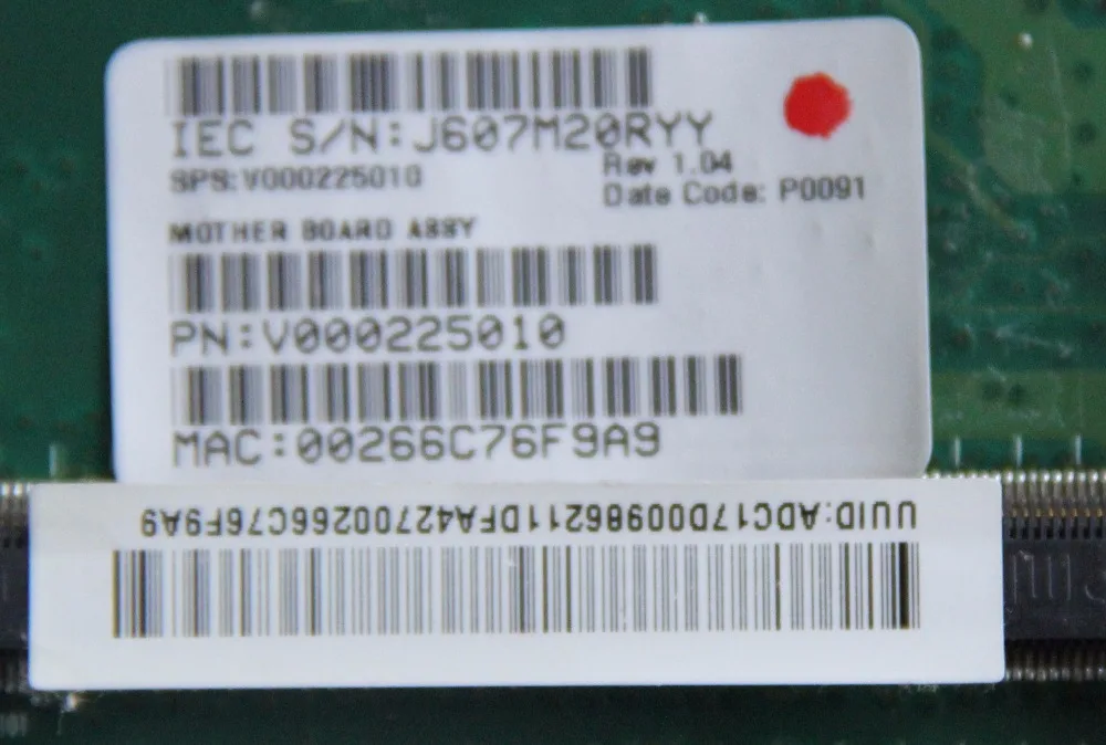 Материнская плата V000225010 для ноутбука Toshiba Satellite C650D C655D 6050A2357401 MB A02 DDR3 полностью