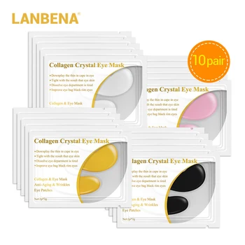 

10 Pairs = 20PCS LANBENA 24 K Gold Collagen Eye Mask Face Care Ageless Anti Aging Eye Bags Dark Circles Moisturizing Skin Care