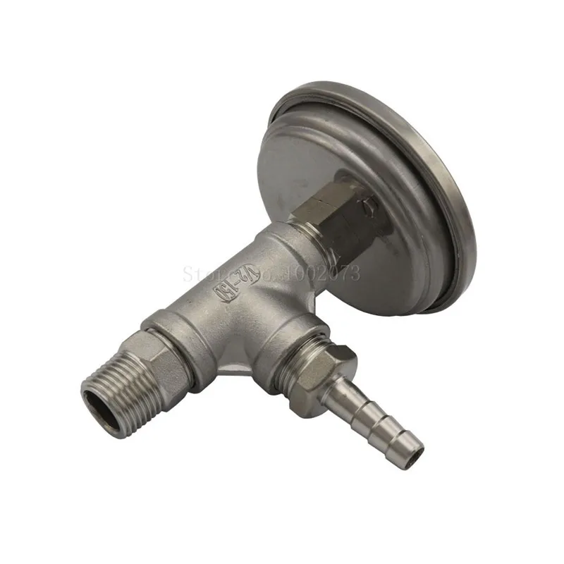 3 Face Bi-metal In-line Thermometer Monitor,12NPT Tee, 12 Hose Barb Home Brew Beer Plate Chiller Mash Tun Monitor (3)