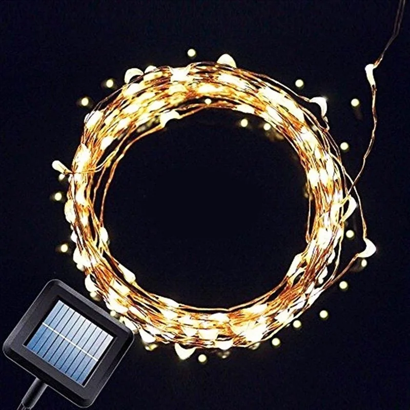 Warm White 10M 100LED Solar Power Fairy String Light Garden Christmas