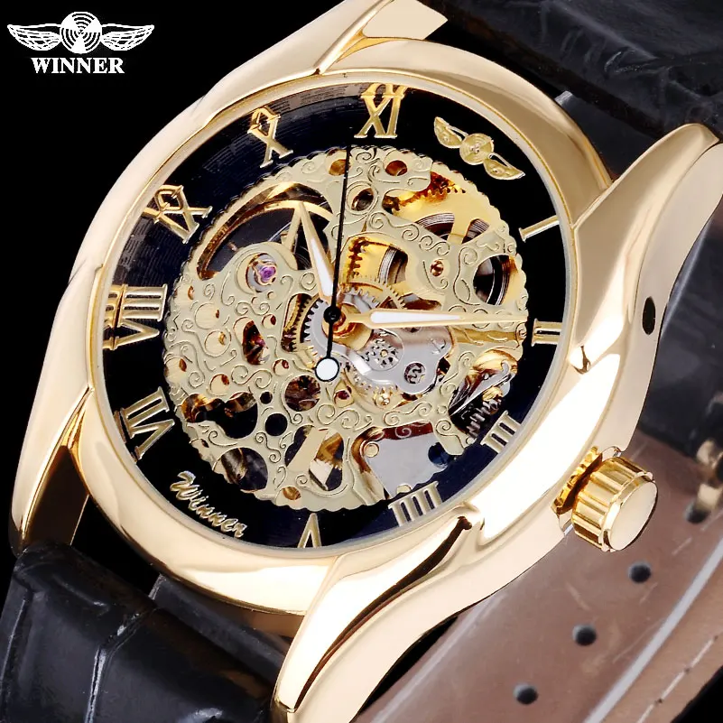 Часы скелетоны WINNER Мужские механические Брендовые повседневные модные в стиле