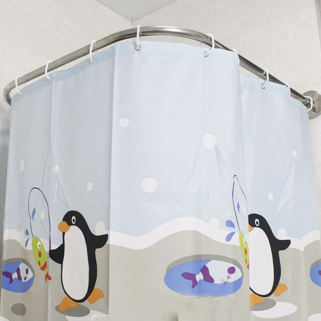 Curved Shower Curtain U Shape Rail Bath Tub Track Ring Clip Track Hanger Rod 31-47inch Adjustable Size