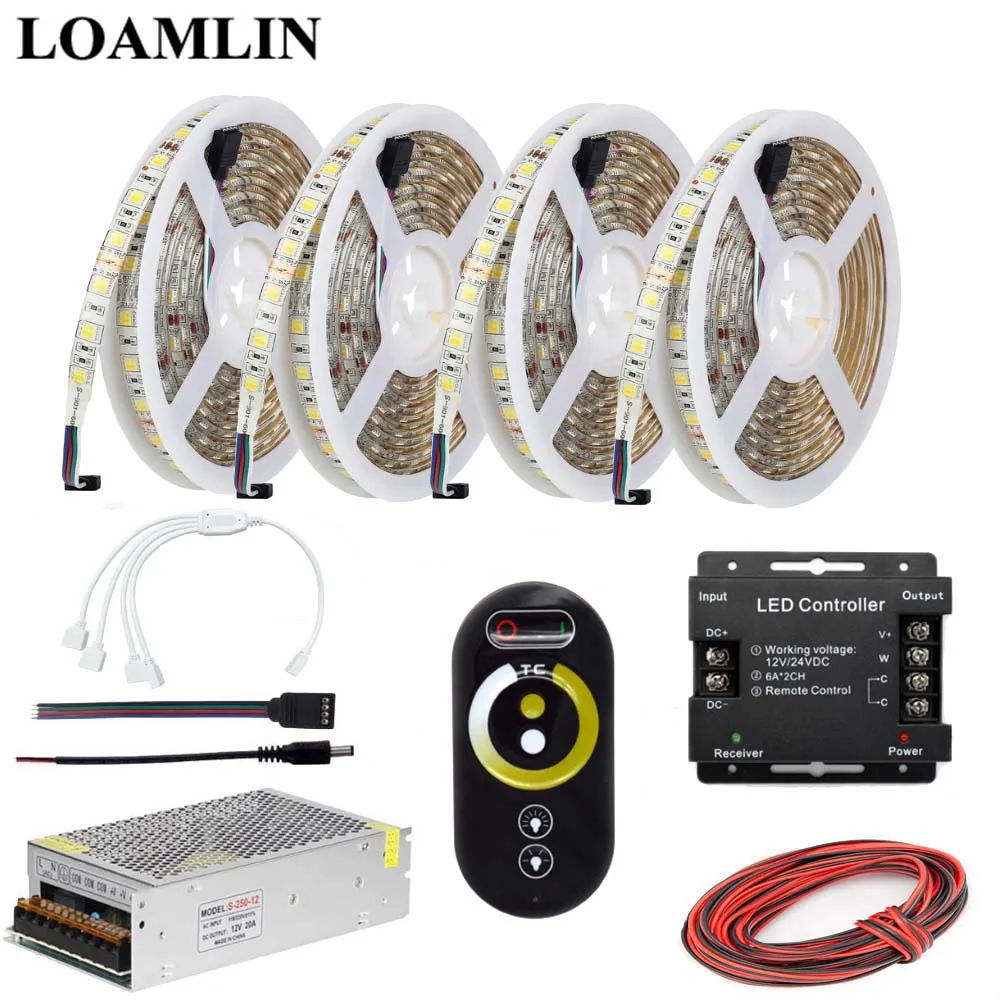 

Led Strip 5050 ColorTemperature Flexible Light,CCT RF Led Controller Power Adapter Supply Kit 5M 10M 15M 20M