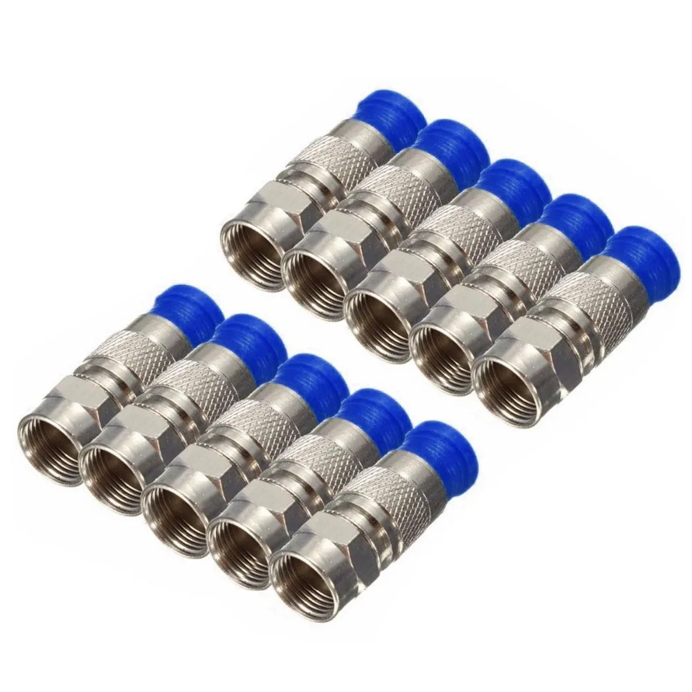 10pcs RG6 Compression Connectors Waterproof Connection F Compression Connector Coax Cable Coaxial Compression Tool Mayitr