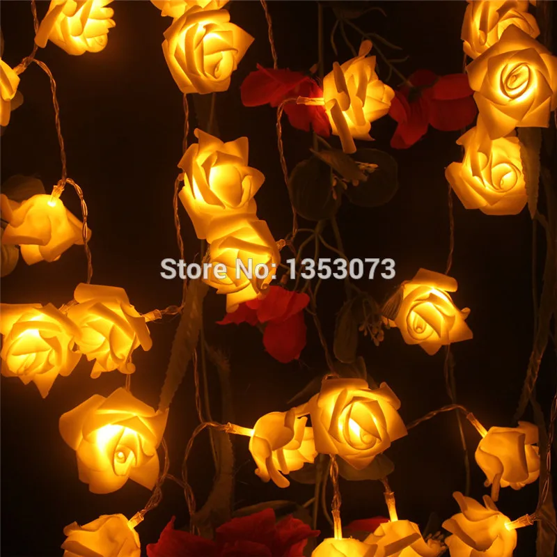 Rose Flower LED Valentines Day String Lights Colorful Rosa Christmas Festival Party Garden Bedroom lumiere - yellow lighting 1-1