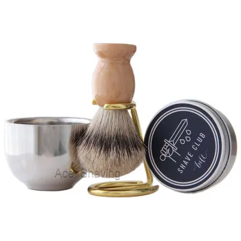 

Wet Shaving Set Beard Cream Lathering Brush Metal Stand Holder Foam Container Mug Bowl Cup
