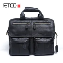 Aetoo кожа Для Мужчин's Повседневное Портфели сумка горизонтальная Бизнес Для мужчин кожаная сумка Для мужчин сумочку ретро сумка