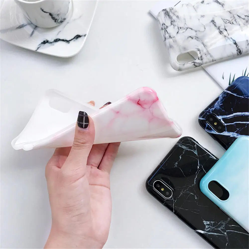Funda de teléfono de silicona de mármol de lujo para iphone XS Max X XR 7 8 6 6S Plus funda suave cubierta trasera de TPU 8 para iphone 7 Plus Funda