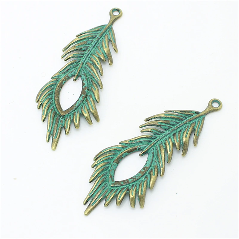 Подвеска с перьями павлина из цинкового сплава 28 х72 мм 10 шт./лот|jewelry tag|jewelry loupejewelry