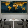 Golden World Map Pictures Posters and Prints Wall Art Canvas Paintings for Living Room Decoration Cuadros Home Decor No Frame 2