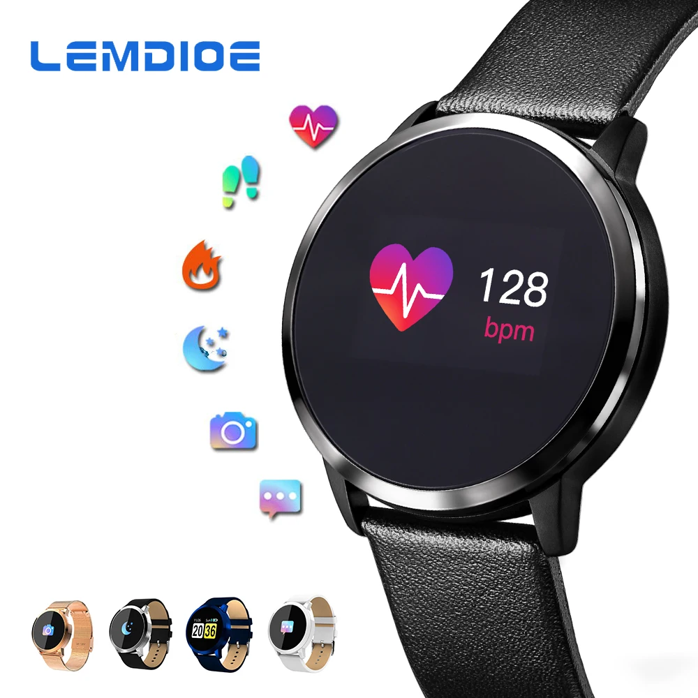 LEMDIOE New Smart Watch Men OLED Screen Bluetooth Women Fashion Waterproof Electronics Sport Tracker Heart Rate Wearable Devices