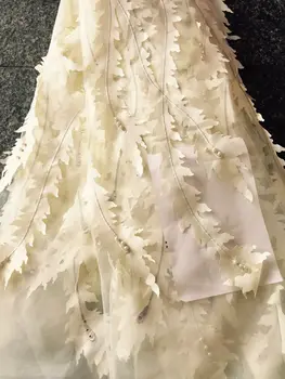 

Cheap high quality French lace fabric yellow high quality African mesh lace soft 3D flowers Nigerian tulle mesh wedding dress