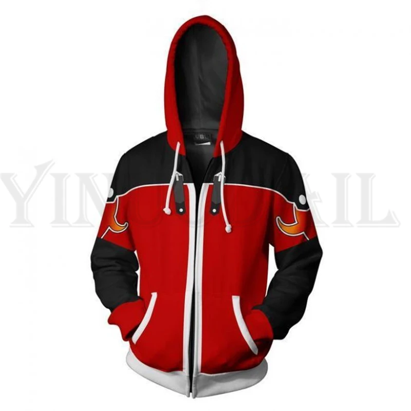 

Anime Gaming Kingdom Heart Sweatshirts Men and Women Red Zipper Hoodies Sora 3d Print Hooded Jacket for Boys Harajuku Streetwear