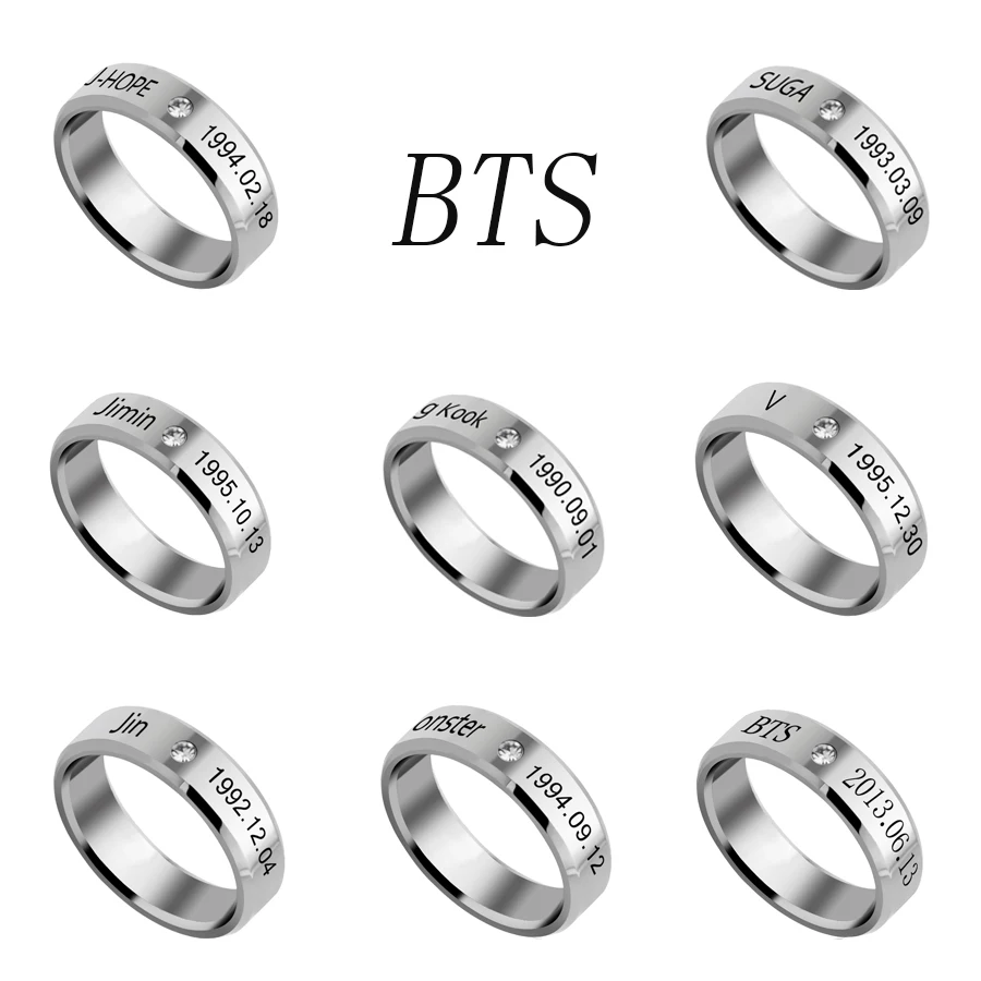 QIYIGE 2017 New Korea POP Bangtan Boys BTS Rings J-hope JUNGKOOK JIMIN JIN Jewelry Rings Accessories For Fans