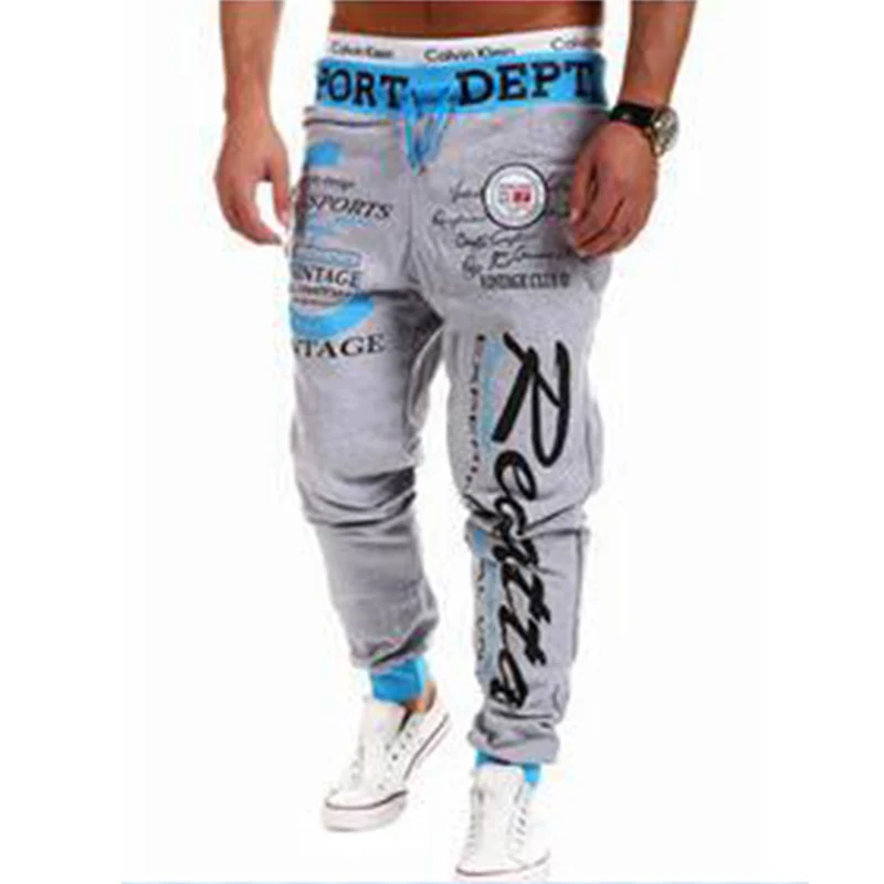Мужские брюки, брюки-карго для бега, брюки в стиле хип-хоп, мужские повседневные Модные уличные брюки с волком для подростков - Цвет: gray