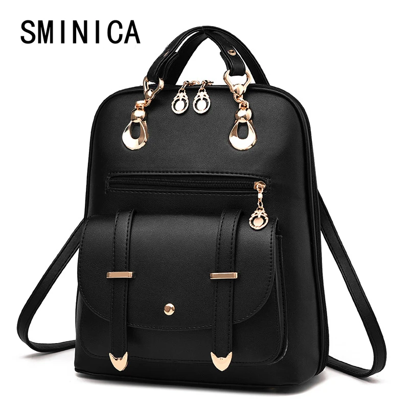 

fashion women leather backpack feminine school bags for teenagers rucksack feminine knapsack casual double Strip backpacks S8214