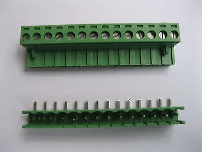 

5 pcs 5.08mm Angle 14 pin Screw Terminal Block Connector Pluggable Type Green