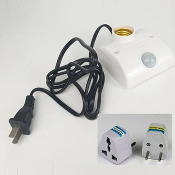 

E27 220v wiring free human body infrared motion sensor lamp holder switch 1.5m line lamp holder corridor Can connect the LED
